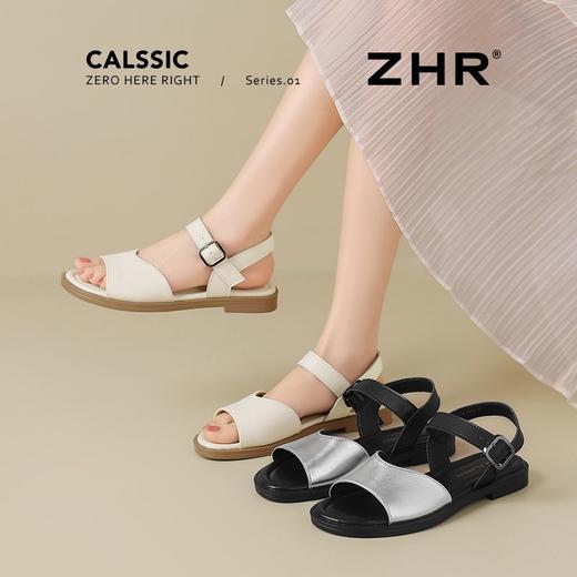 ZHR则则时装凉鞋女2025夏季新款百搭软底一脚蹬通勤一字带凉鞋 商品图9