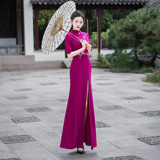 走秀旗袍2025新款年轻款高端气质长款鱼尾舞台演出服t台模特礼服 商品图1