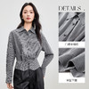 【内购】【显腿长】气质通勤翻领单排扣腰部压褶分割设计长袖短款格纹衬衫-153CG3346 商品缩略图3