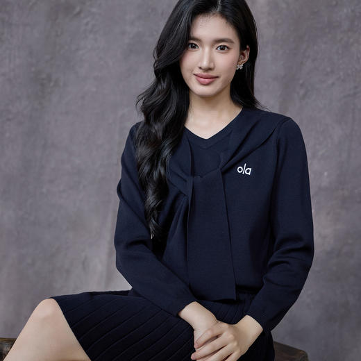 奢姿大码女装2025秋季时尚海军领刺绣针织衫胖妹妹气质减龄上衣 商品图2