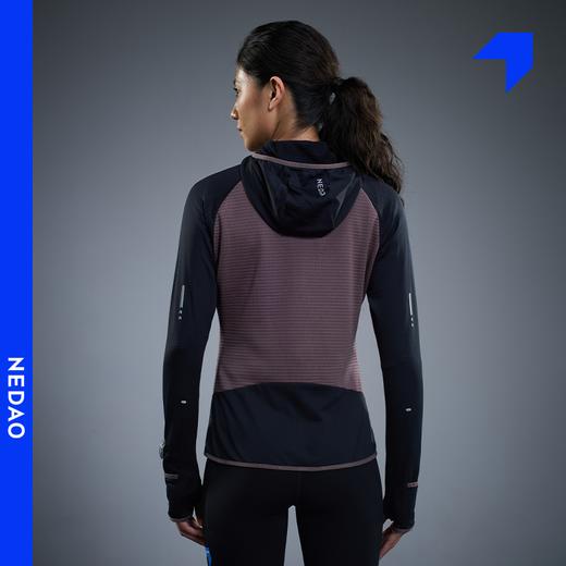 NEDAO内道新品动能粒拼接拉链带帽外套保暖吸湿女士马拉松越野跑步长袖 商品图4