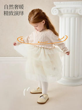 Domiamia 女宝宝毛织网纱连衣裙 秋冬款时尚公主网纱裙