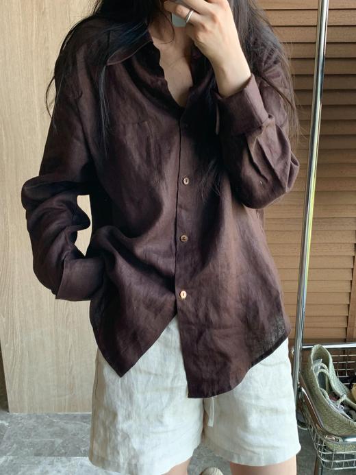 早秋特定颜色老钱风天丝亚麻衬衫 商品图8