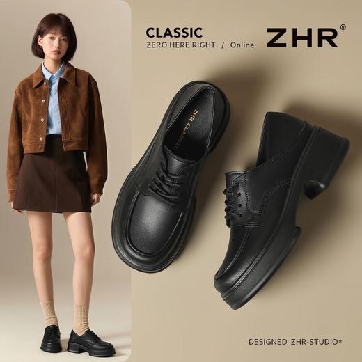 ZHR则则真皮厚底增高英伦单鞋2025秋季新款百搭舒适气质通勤皮鞋 商品图1