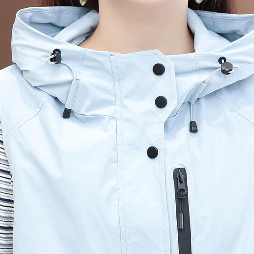 QYMXQD-58C258506-Y时尚休闲三件套连帽马甲+长袖条纹衫+直筒阔腿裤宽松套装 商品图3