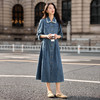 【内购】【撞色花边】丹宁风简约通勤100%阳光棉长袖中长款牛仔连衣裙-W53LH3507 商品缩略图2