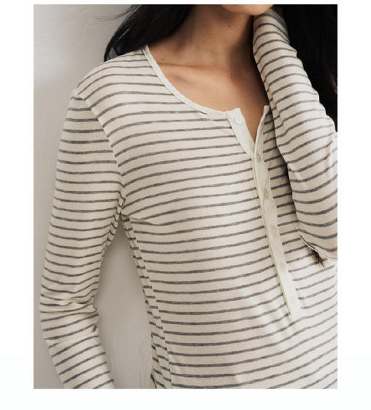 天丝醋酸羊毛！2025秋新款半扣打底衫女秋冬新款圆领修身针织衫纯色条纹长袖上衣 商品图4