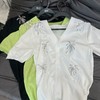 白标~专供~单排扣椰子树V领短袖休闲夏季休闲百搭夏款 商品缩略图0