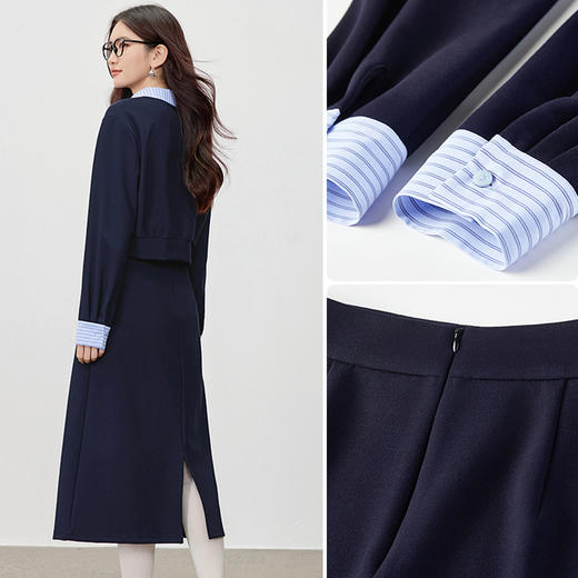 【内购】【免搭配卫衣套装】简约通勤假两件落肩短款针织卫衣&A字半身裙-153ZH2461 商品图3