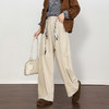 西遇复古工装口袋休闲裤女秋季新款侧缝线高腰宽松显瘦阔腿裤H0055226 商品缩略图3