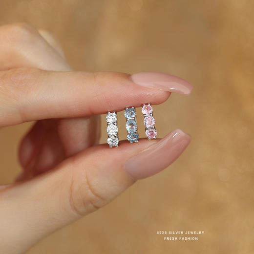 【闪光少女】S925纯银彩色锆石耳环【YXS-E5783】 商品图1