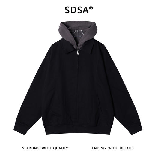 SDSA男士秋冬新款痞帅男装韩版拼接假两件夹克外套开衫时尚上衣 商品图0