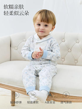 Domiamia 男宝宝针织长袖翻领爬服 纯棉春秋款小月龄爬服