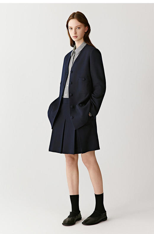 【高品质私服】【IC斜纹花呢中长大衣外套】合身版型 V领设计精准修饰颈线 视觉缩小脸部轮廓G1536-CC【无标出货 介意慎拍】 商品图7