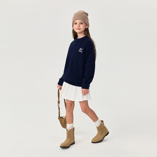 【100%绵羊毛】马克珍妮男女童元气字母轻暖针织衫2025年冬装新款551812 商品图3