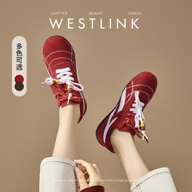 西遇复古德训鞋女新款秋季超火赛车鞋休闲轻便平底红色运动鞋V1857085