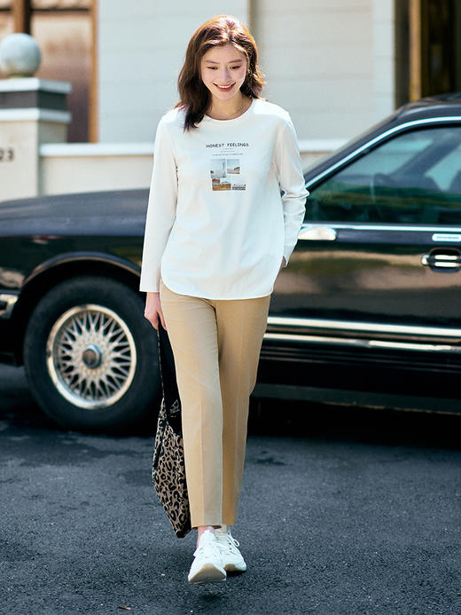 23区日系春季通勤职业修身混纺半松紧腰锥形长裤休闲裤商场同款 商品图1