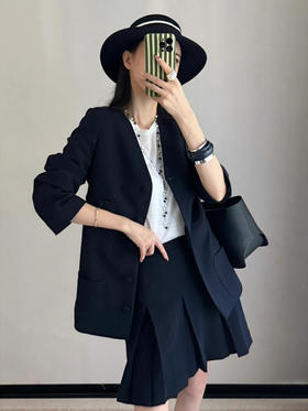 【高品质私服】【IC斜纹花呢中长大衣外套】合身版型 V领设计精准修饰颈线 视觉缩小脸部轮廓G1536-CC【无标出货 介意慎拍】