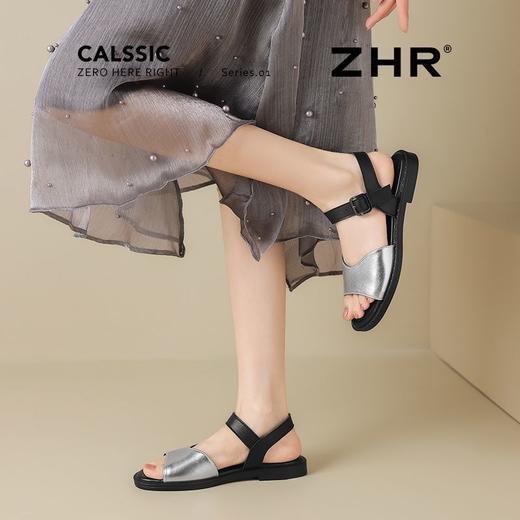 ZHR则则时装凉鞋女2025夏季新款百搭软底一脚蹬通勤一字带凉鞋 商品图7
