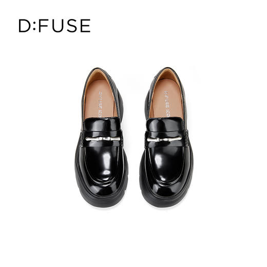 Dfuse迪芙斯2025秋季新款竹节扣乐福鞋增高厚底小皮鞋简约通勤鞋DFD3112047 商品图14