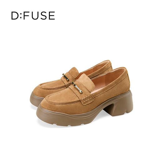 Dfuse迪芙斯2025秋季新款竹节扣乐福鞋增高厚底小皮鞋简约通勤鞋DFD3112047 商品图7