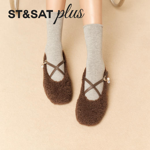 星期六文艺复古风交叉带毛绒玛丽珍SSD4111545 商品图1