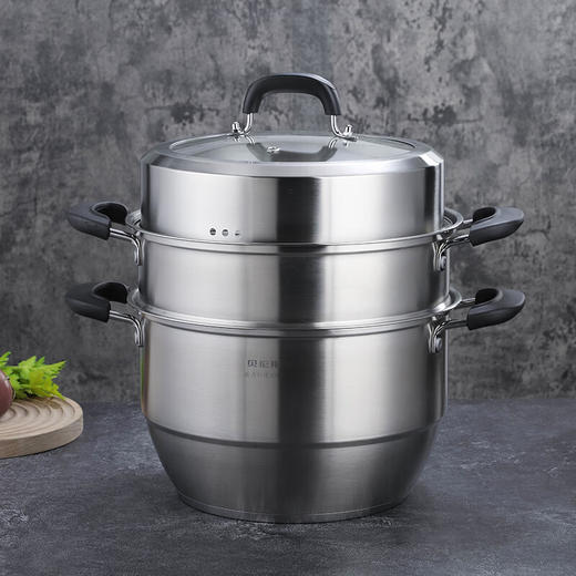 贝伦斯304不锈钢蒸锅蒸笼加厚复底通用 商品图0