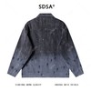 J59192SDSA男士秋冬新款痞帅男装潮流撞色印花翻领夹克时尚做旧休闲外套 商品缩略图5