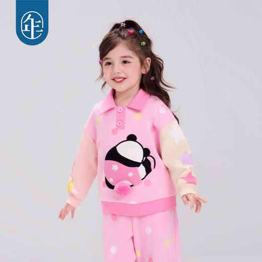 年衣童装女童25秋冬新款熊猫卡通宝宝上衣盼达啵啵POLO衫 商品图3
