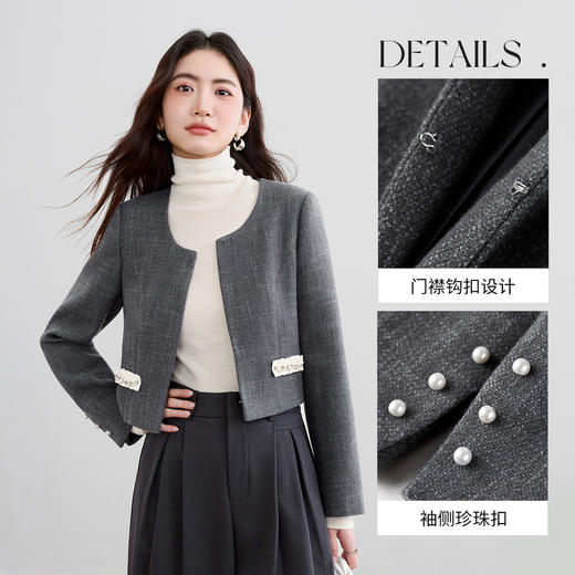 【内购】【两穿领】通勤立领/翻领茧型下摆宽松微落肩短款灯芯绒厚外套-153WA3571 商品图3