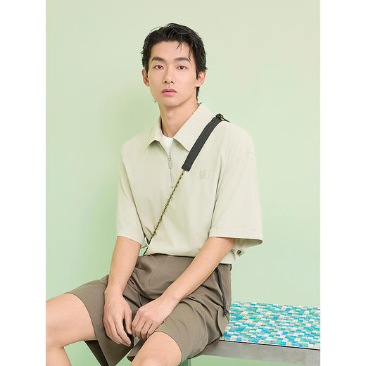 GXG男装 多色清新短袖衬衫半开襟通勤衬衣弹力上装 2025夏季新品 商品图2