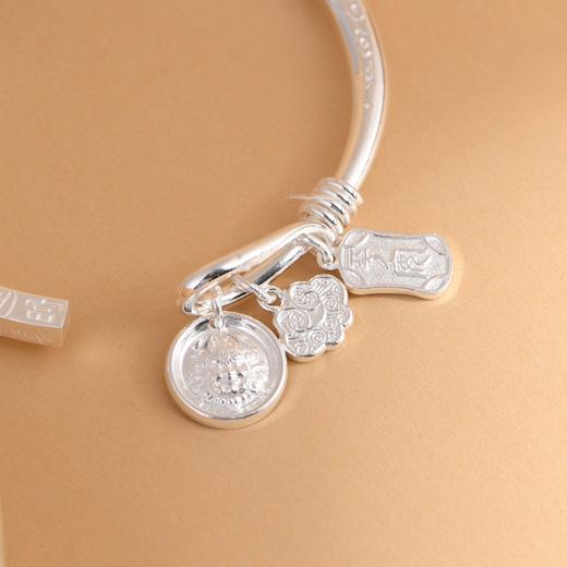 【财神如意】足银999素银黄财神如意天珠吉言福字手镯【SCH-SZ0025-1-211】 商品图1