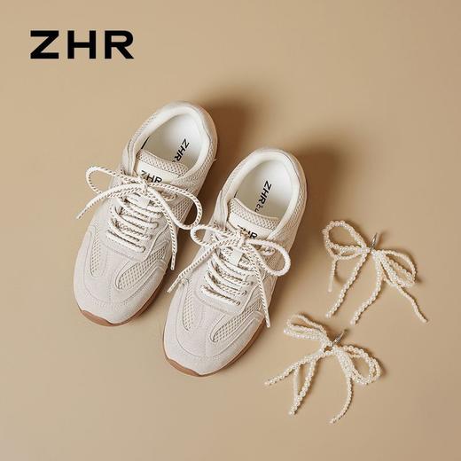 ZHR则则青春系列德训鞋秋季平底轻便阿甘鞋芭蕾珍珠双系带休闲鞋 商品图2