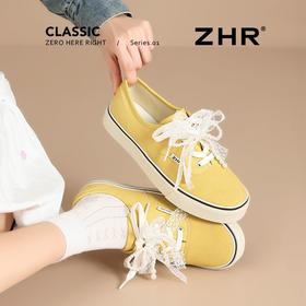 ZHR活力黄芭蕾超轻板鞋女2025秋季珍珠网纱帆布鞋超软运动休闲鞋