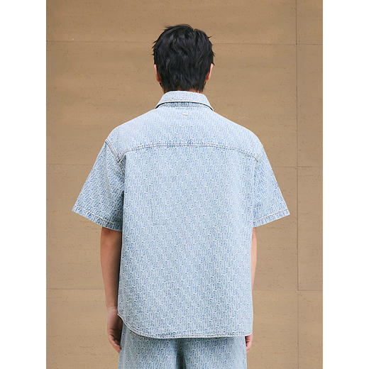 GXG男装 提花牛仔短袖衬衫通勤休闲衬衣轻薄男上衣 2025夏季新品 商品图3