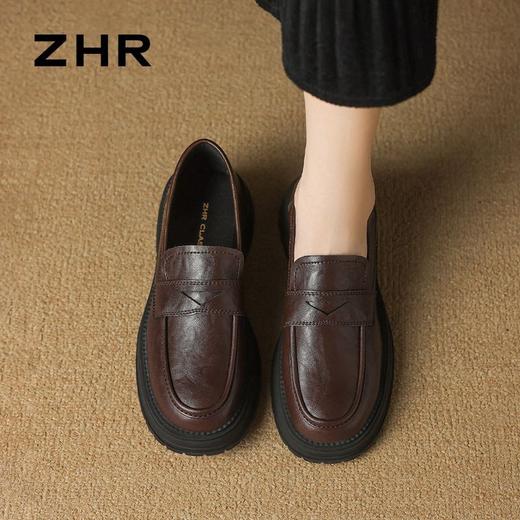 ZHR则则2025秋季女鞋新款复古乐福鞋英伦风一脚蹬皮鞋增高女单鞋 商品图9