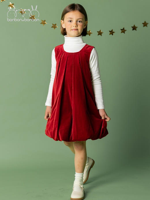 波尔多红丝绒花苞裙 商品图4