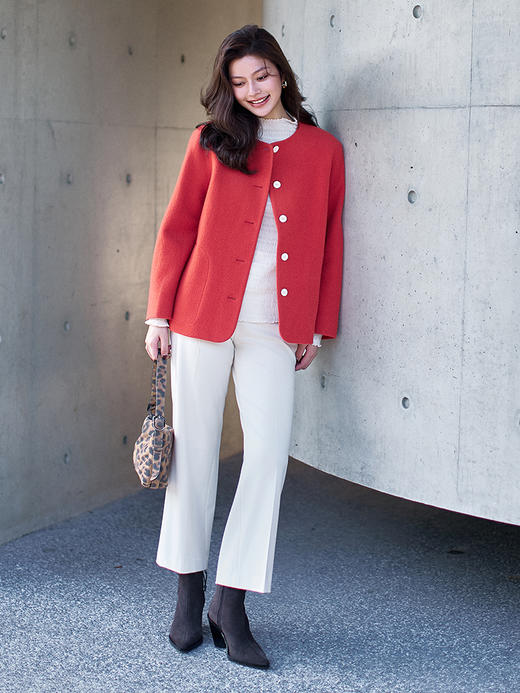 23区日系春季通勤宽松款羊毛混纺圆领毛呢外套休闲上衣商场同款 商品图2