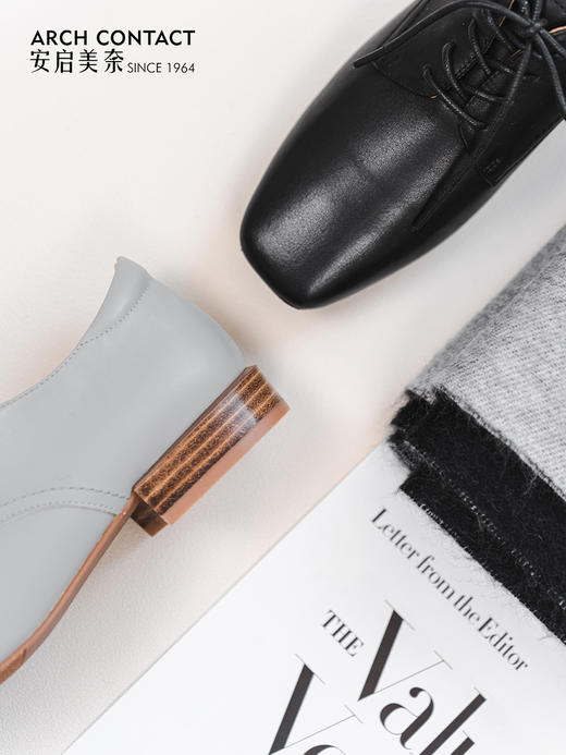 系带小羊皮鞋 | ARCHCONTACT安启美奈 复古学院风方圆头女鞋52841 商品图2