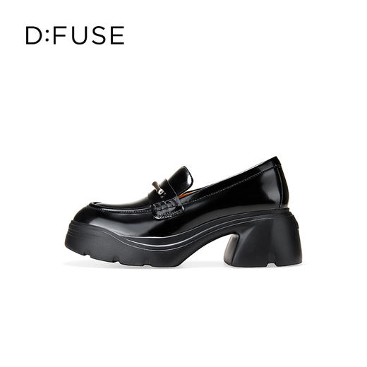 Dfuse迪芙斯2025秋季新款竹节扣乐福鞋增高厚底小皮鞋简约通勤鞋DFD3112047 商品图10