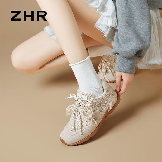 ZHR则则青春系列德训鞋秋季平底轻便阿甘鞋芭蕾珍珠双系带休闲鞋 商品图8