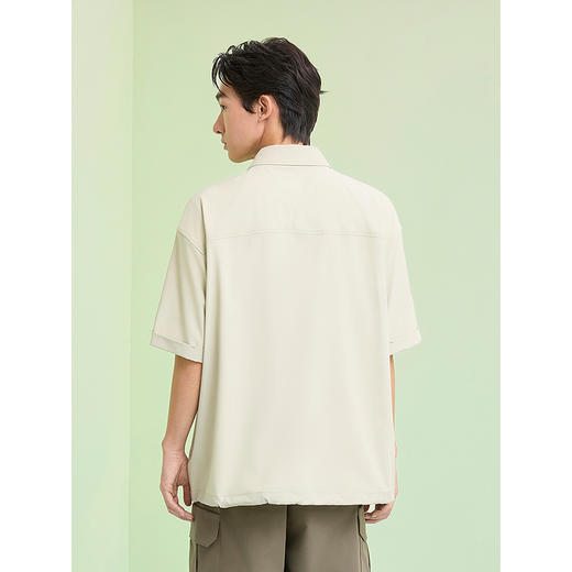 GXG男装 多色清新短袖衬衫半开襟通勤衬衣弹力上装 2025夏季新品 商品图4