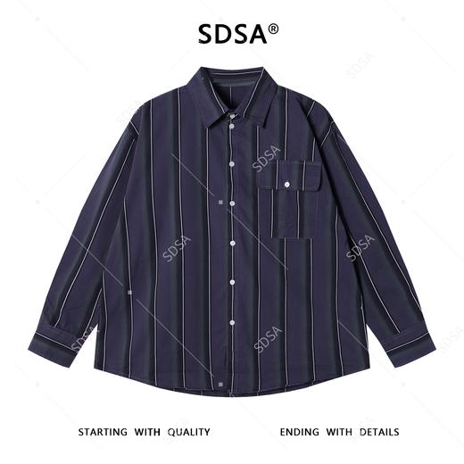 31153SDSA男士秋冬新款痞帅男装韩版经典条纹撞色翻领长袖衬衫百搭时尚 商品图1