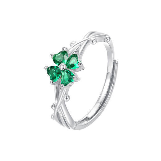 【青青四叶】S999纯银四叶草缠枝戒指【YXS-K2062】 商品图4