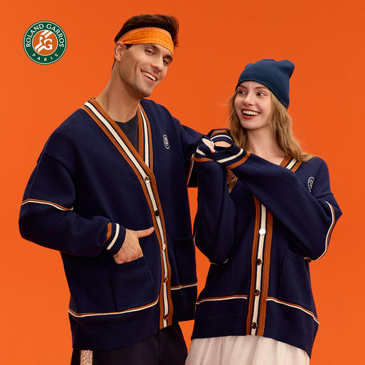 罗兰加洛斯法网针织开衫毛衣男女针织衫毛线春秋外套网球服撞色 商品图2