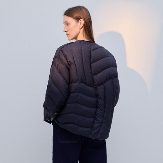 谜底两面穿羽绒服女2025冬季新品圆领百搭宽松拼接牛仔254MY1474 商品图2