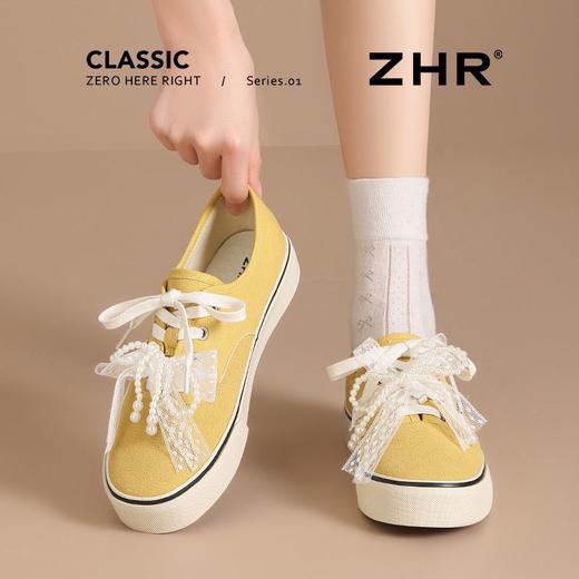 ZHR活力黄芭蕾超轻板鞋女2025秋季珍珠网纱帆布鞋超软运动休闲鞋 商品图2