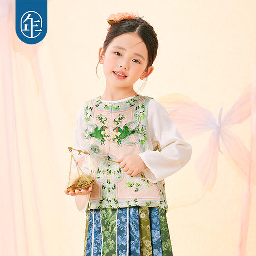 【年衣】童装女童旗袍春秋新款新中式国风女孩言笑燕燕中式马甲+中式甜心上衣+言笑燕燕马面裙 商品图0