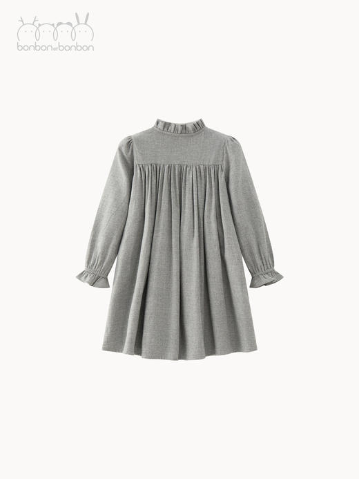 秋日浅灰缩褶连衣裙 商品图1