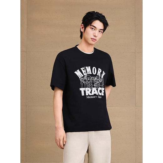 GXG男装 圆领T恤卡通图案印花上衣凉感短袖针织 2025夏季新品 商品图3